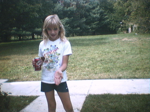 Sarah with a caterpillar.